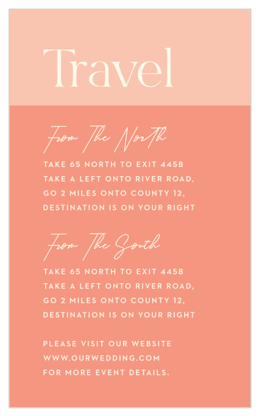 Help family and friends easily find their way to your wedding venue with our Fresh Type Direction Cards.