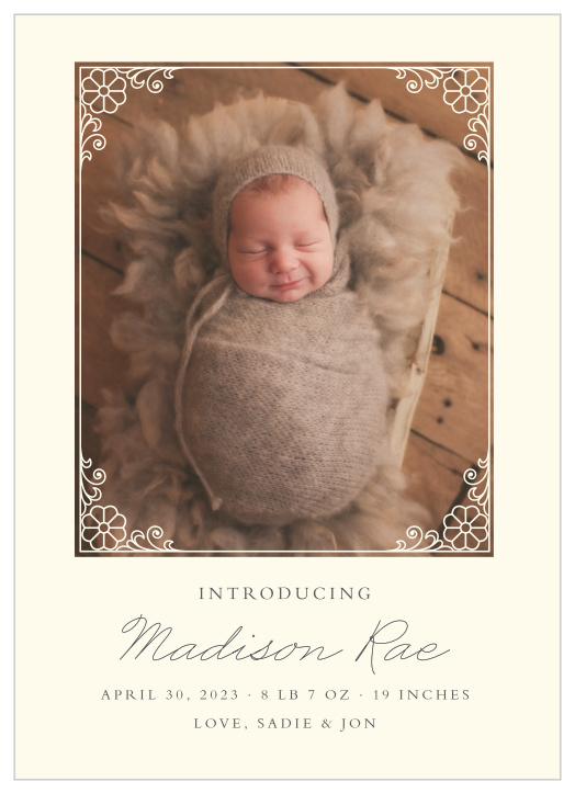 Let close friends and family know that you have a new bundle of joy with our Prized Frame Birth Announcements.