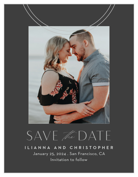 Share your good news with our sophisticated, uncomplicated Ring Simplicity Save the Date Cards.