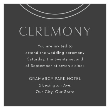 Share all the information you need with our sophisticated, uncomplicated Ring Simplicity Ceremony Cards.