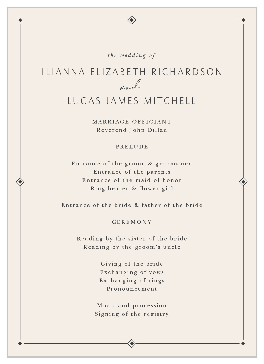 Ilianna Elegance Wedding Programs