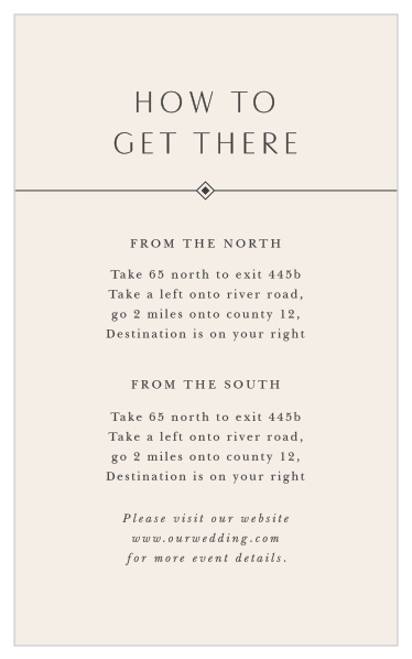 Share your information with our classy yet unassuming Ilianna Elegance Direction Cards. 