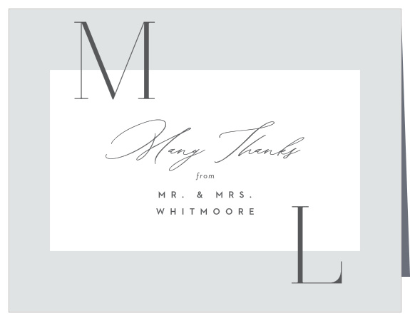 Express your gratitude to friends and family for their support on your big day with our Asymmetrical Initials Wedding Thank You Cards.