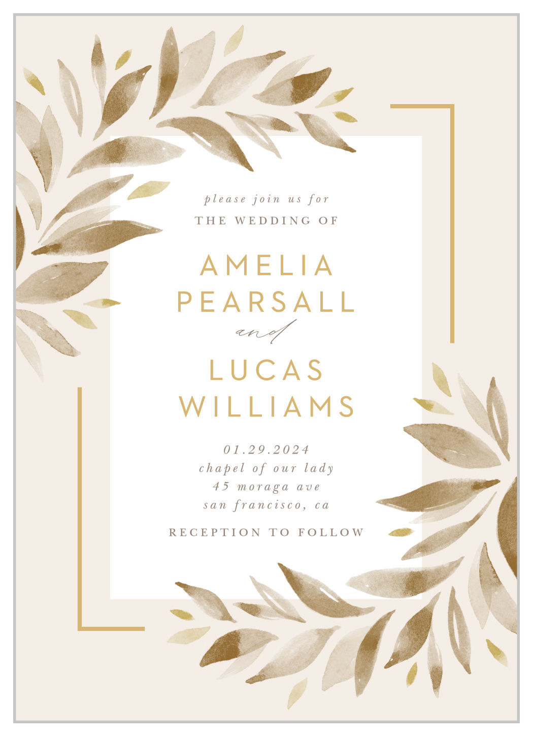 Soft Leaves Wedding Invitations