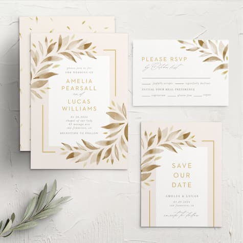 Soft Leaves Wedding Invitations