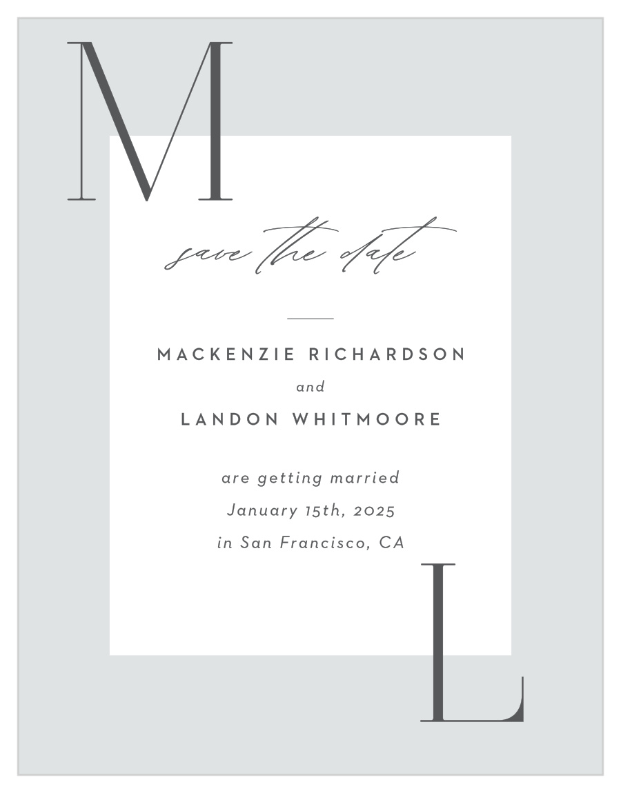 Asymmetrical Initials Save the Date Cards