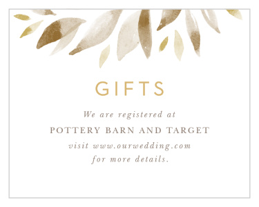 Let family and friends know where you would like your wedding gifts from with our Soft Leaves Registry Cards.