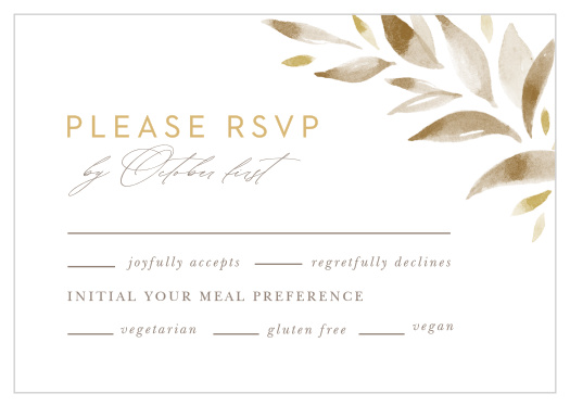 Our Soft Leaves Response Cards help you get a complete guest list of everyone that plans to attend your wedding. 