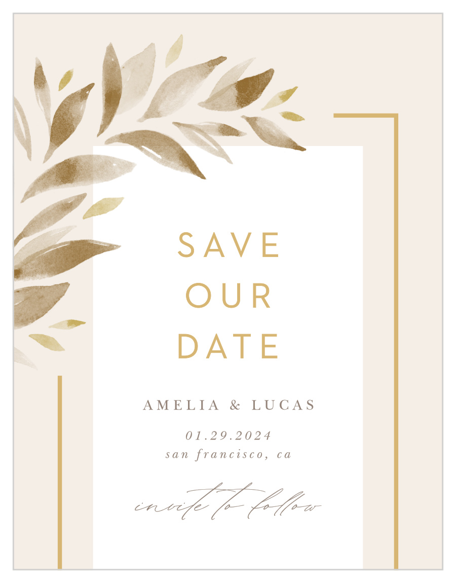 Soft Leaves Save the Date Cards