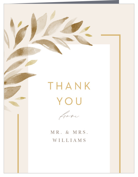 Let family and friends know how much you appreciated their presence on your big day with our Soft Leaves Wedding Thank You Cards.