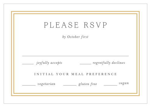 Get an idea of everyone that plans to be at your wedding with our Alluring Aubery Response Cards.