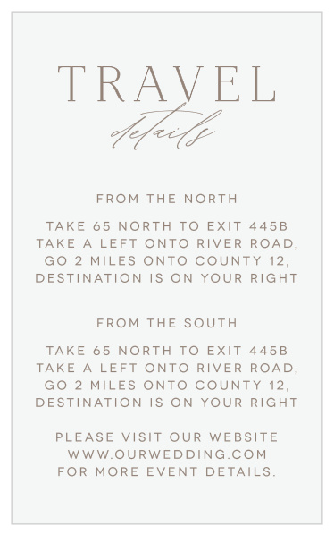 Guide your friends and family through every step on their way to your wedding venue with our simple but elegant Romantic Type Direction Cards.