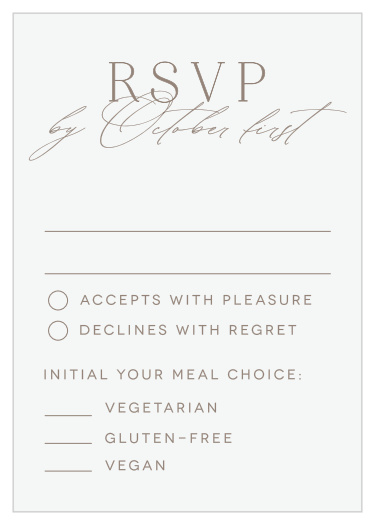 Gather a headcount of everyone that plans to attend your wedding with our simple but elegant Romantic Type Response Cards.