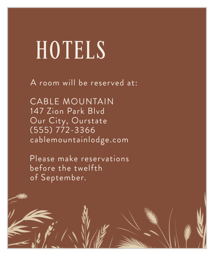 Prairie Meadow Accommodation Cards