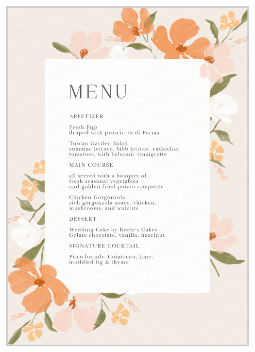Share your information in chic style with our Colorful Cosmos Wedding Menus.