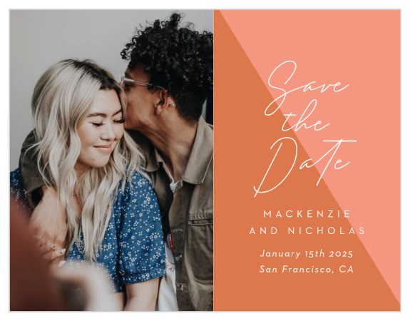 Embrace your hip, stylish side with our Color Split Save the Date Magnets.