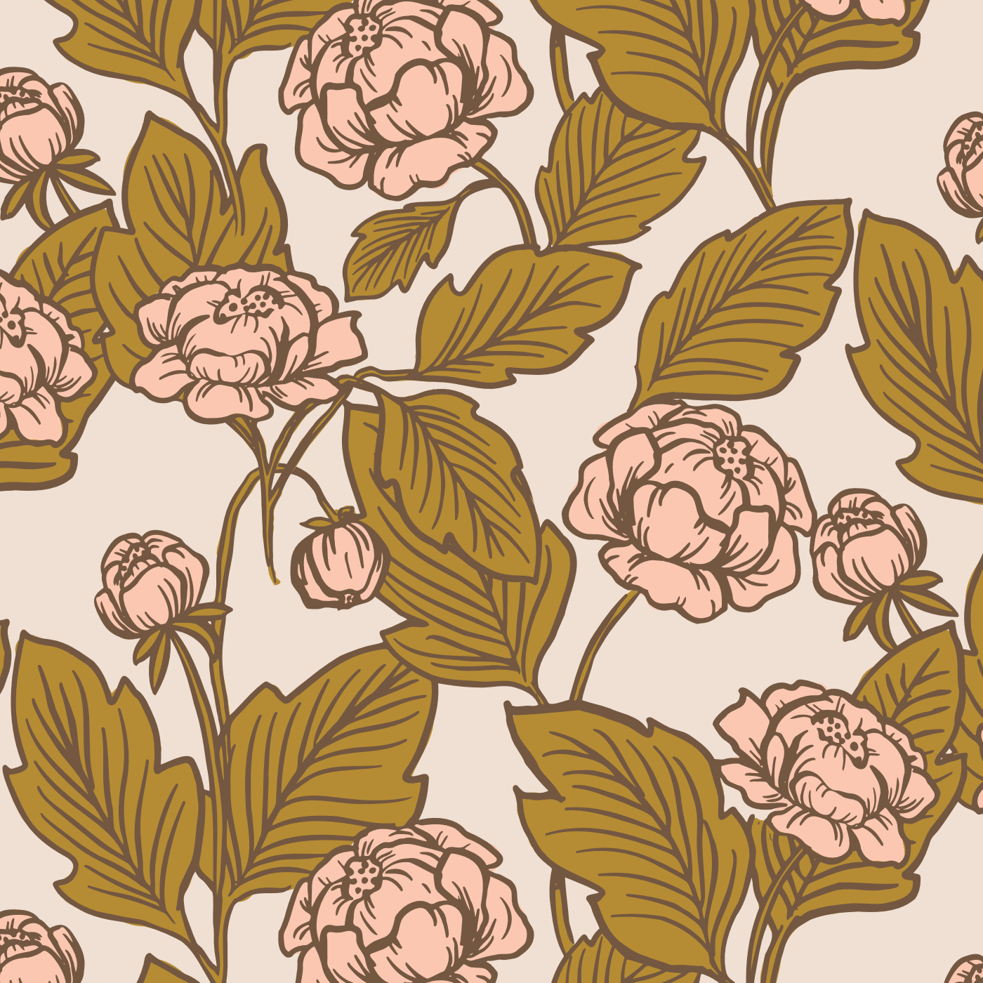 Vintage Peonies Peel And Stick Removable Wallpaper