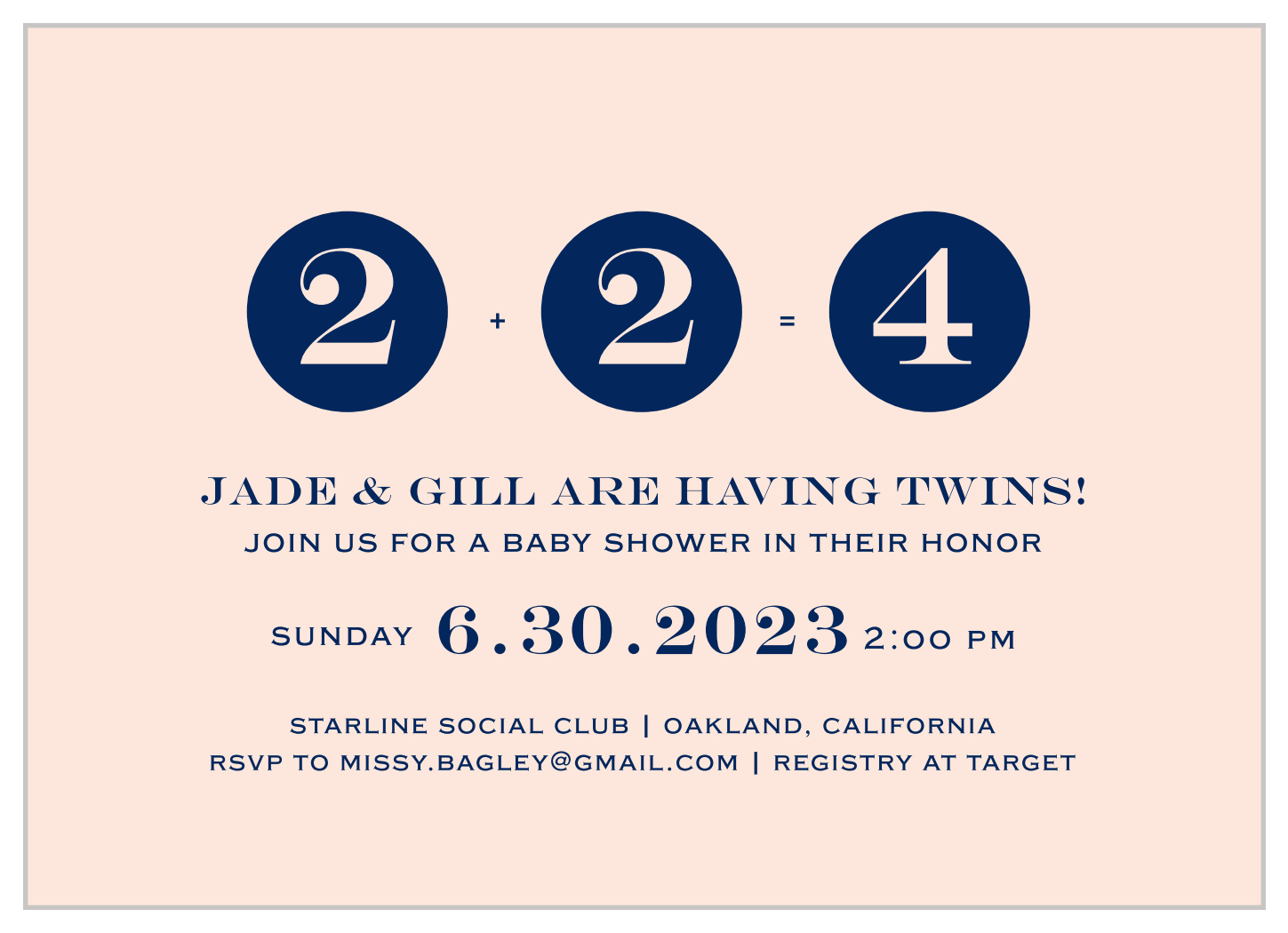Two Plus Two Baby Shower Invitations