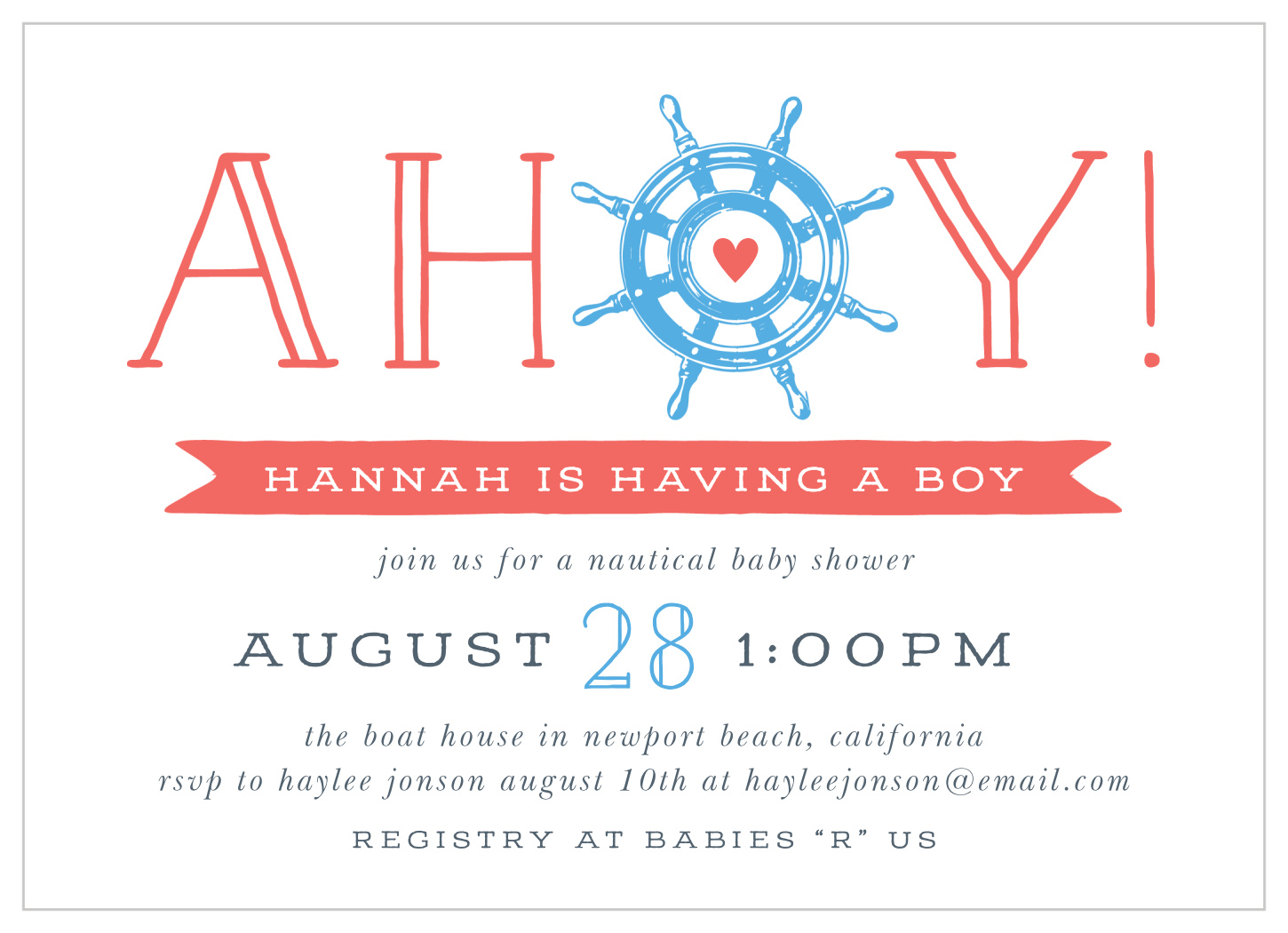 Baby on Board Baby Shower Invitations