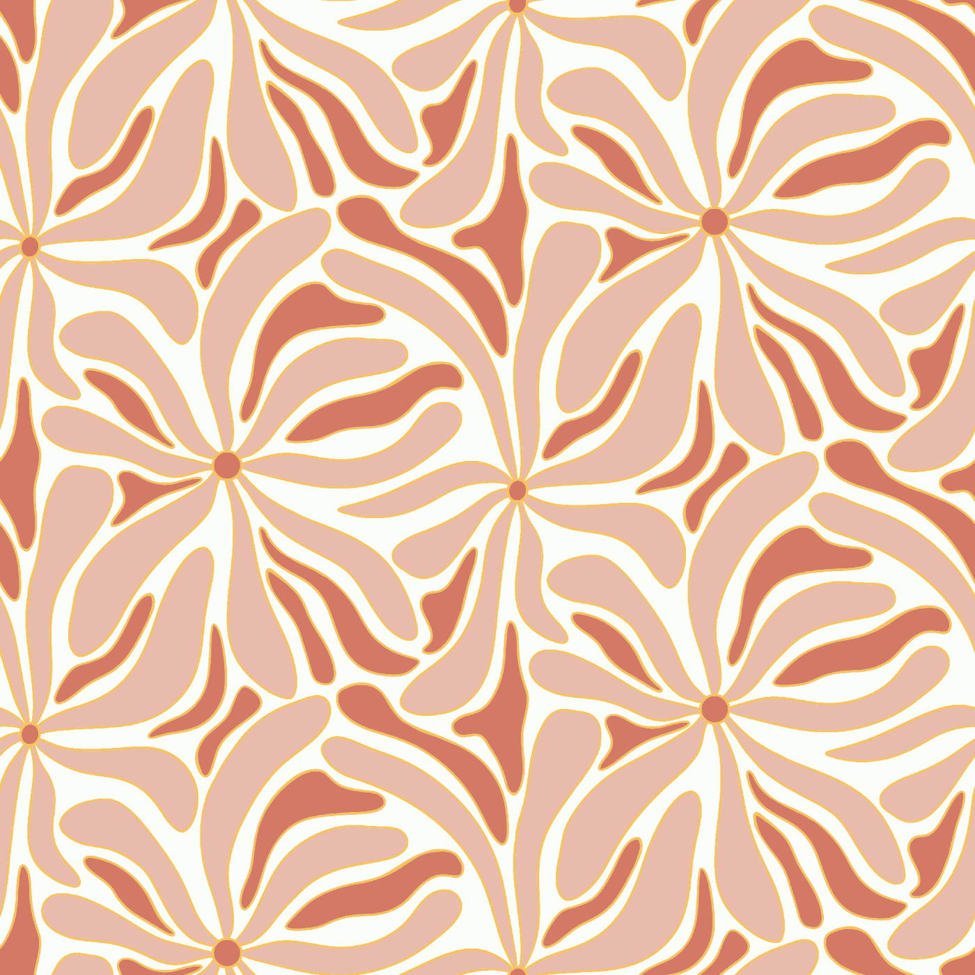 Retro Amoeba Flowers Wallpaper