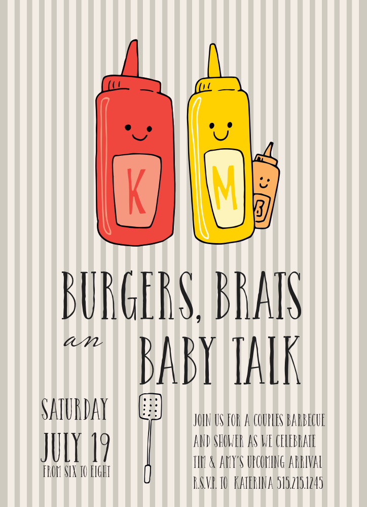 Burgers N'Brats Baby Shower Invitations