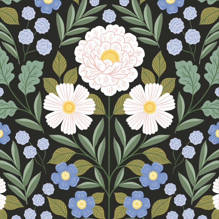 Add an intricate, botanical accent wall to any room in your home with our White Peony Garden Peel and Stick Wallpaper.