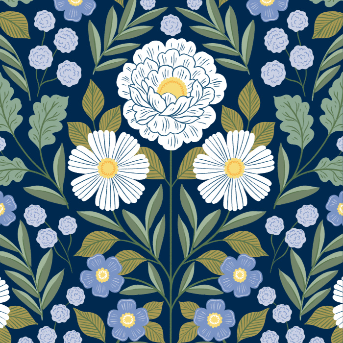 Add an intricate, botanical accent wall to any room in your home with our White Peony Garden Peel and Stick Wallpaper.