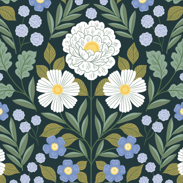 Add an intricate, botanical accent wall to any room in your home with our White Peony Garden Peel and Stick Wallpaper.