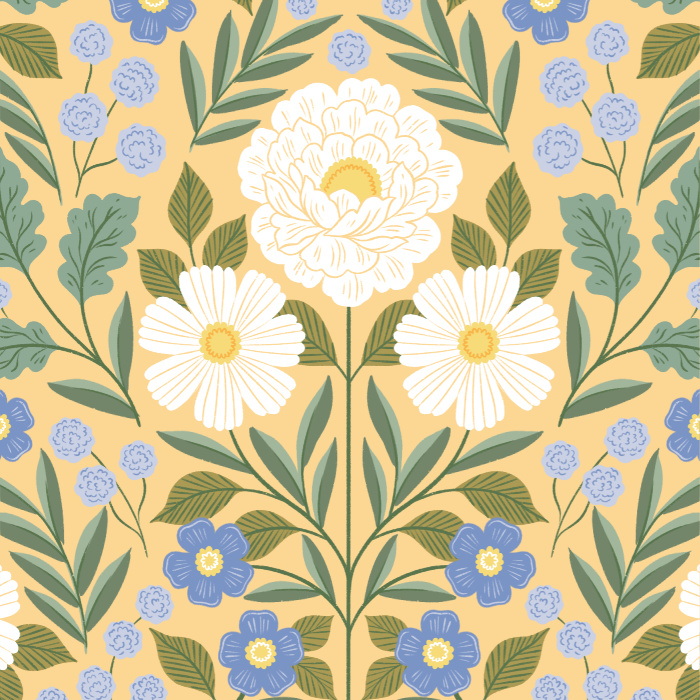 Add an intricate, botanical accent wall to any room in your home with our White Peony Garden Peel and Stick Wallpaper.