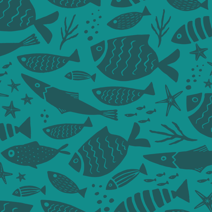 Create an underwater accent wall anywhere in your home with our Fish In The Sea Peel and Stick Wallpaper.