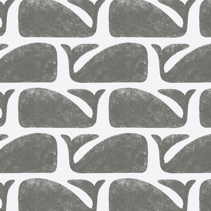Create a nautical accent wall in any room of your home with our Stamped Whales Peel and Stick Wallpaper.