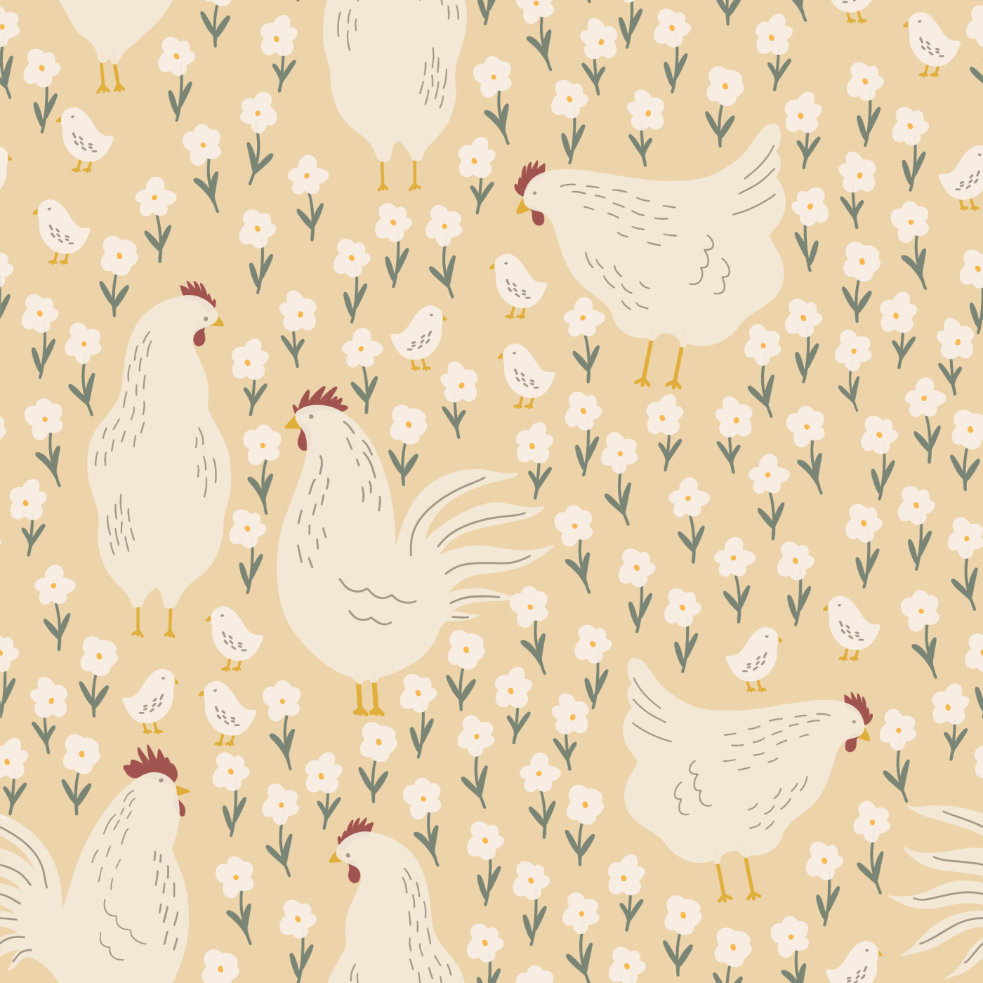 Hens Yard Wallpaper