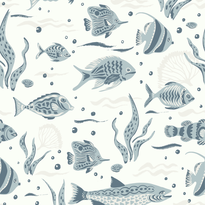 Add a nautical touch to any room in your home with our Fun Fish Peel and Stick Wallpaper.