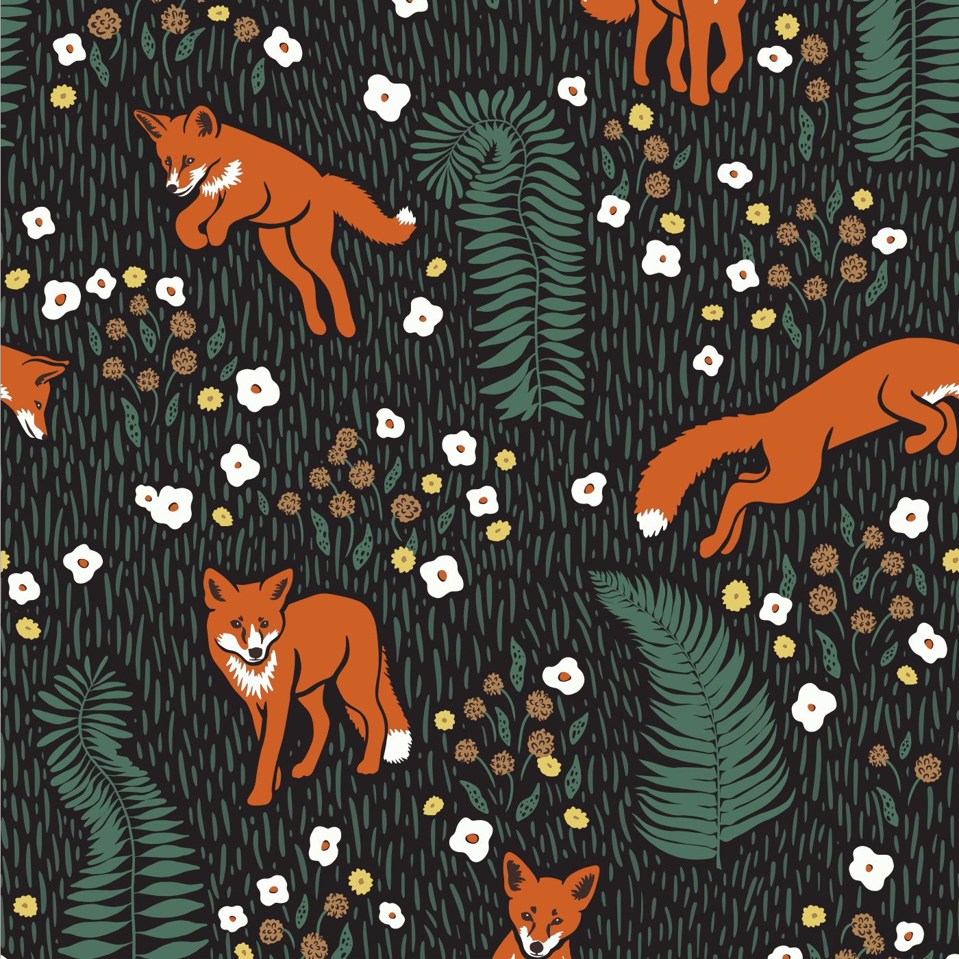 Fox & Fern Wallpaper