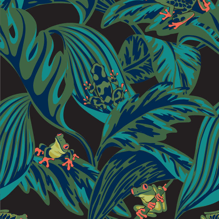 Create a jungle of fun with our Frog Leaves Wallpaper.