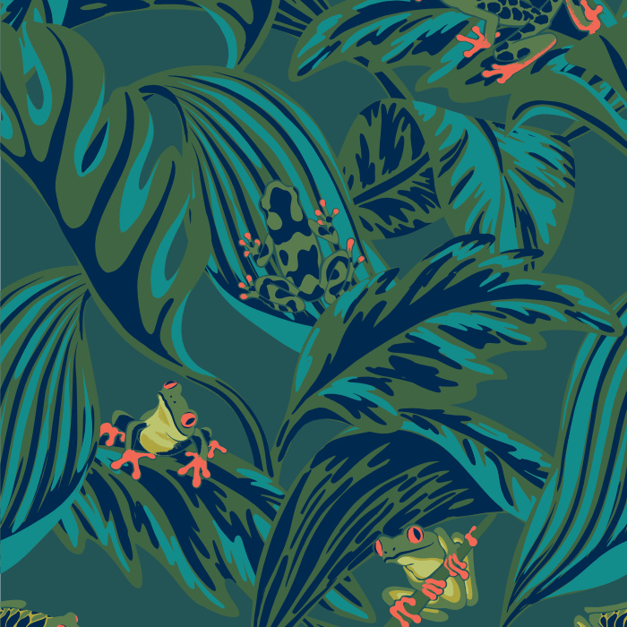 Create a jungle of fun with our Frog Leaves Wallpaper.