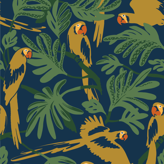 Give your room a beautifully exotic feeling with our Parrot Jungle Peel and Stick Wallpaper. 