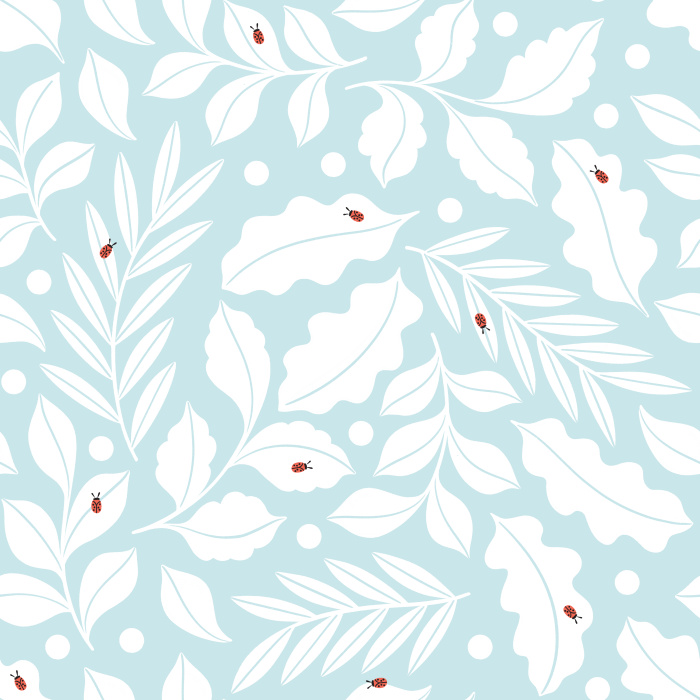 Create the cutest space for your child with the hand-drawn leaves and small, adorably simplified ladybugs of our Ladybugs & Leaves Peel and Stick Removable Wallpaper.