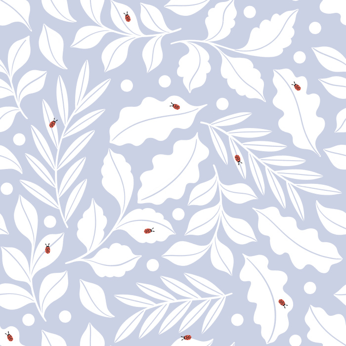 Create the cutest space for your child with the hand-drawn leaves and small, adorably simplified ladybugs of our Ladybugs & Leaves Peel and Stick Removable Wallpaper.