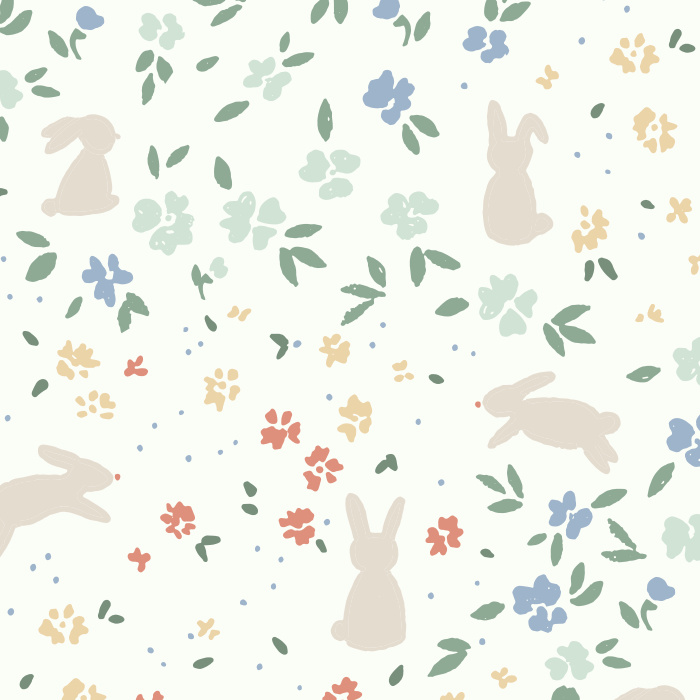 Make your child's room as cute as can be with the painted shapes of our Garden Bunnies Peel and Stick Removable Wallpaper.