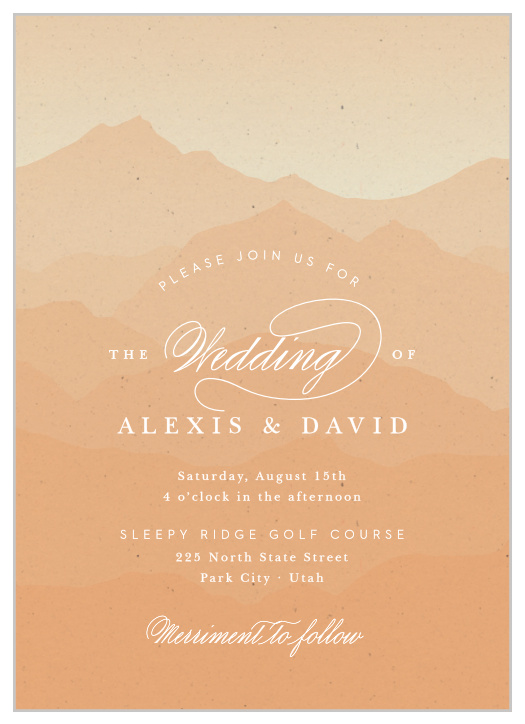 Stand out from all the other soon-to-be-newlyweds with the stunning style of our Majestic Mountains Wedding Invitations! 