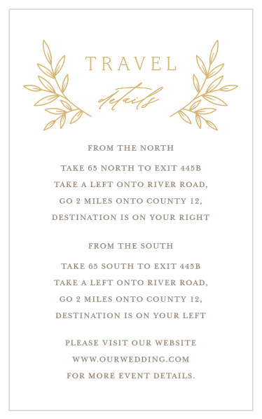 Help family and friends find their way to your wedding venue with our Botanical Crest Direction Cards.