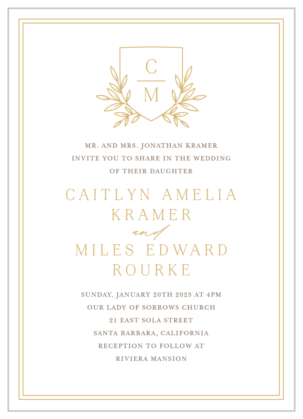 Botanical Crest Wedding Invitations