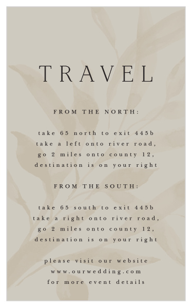 Our Still Waters Direction Cards help guide family and friends to your wedding venue.