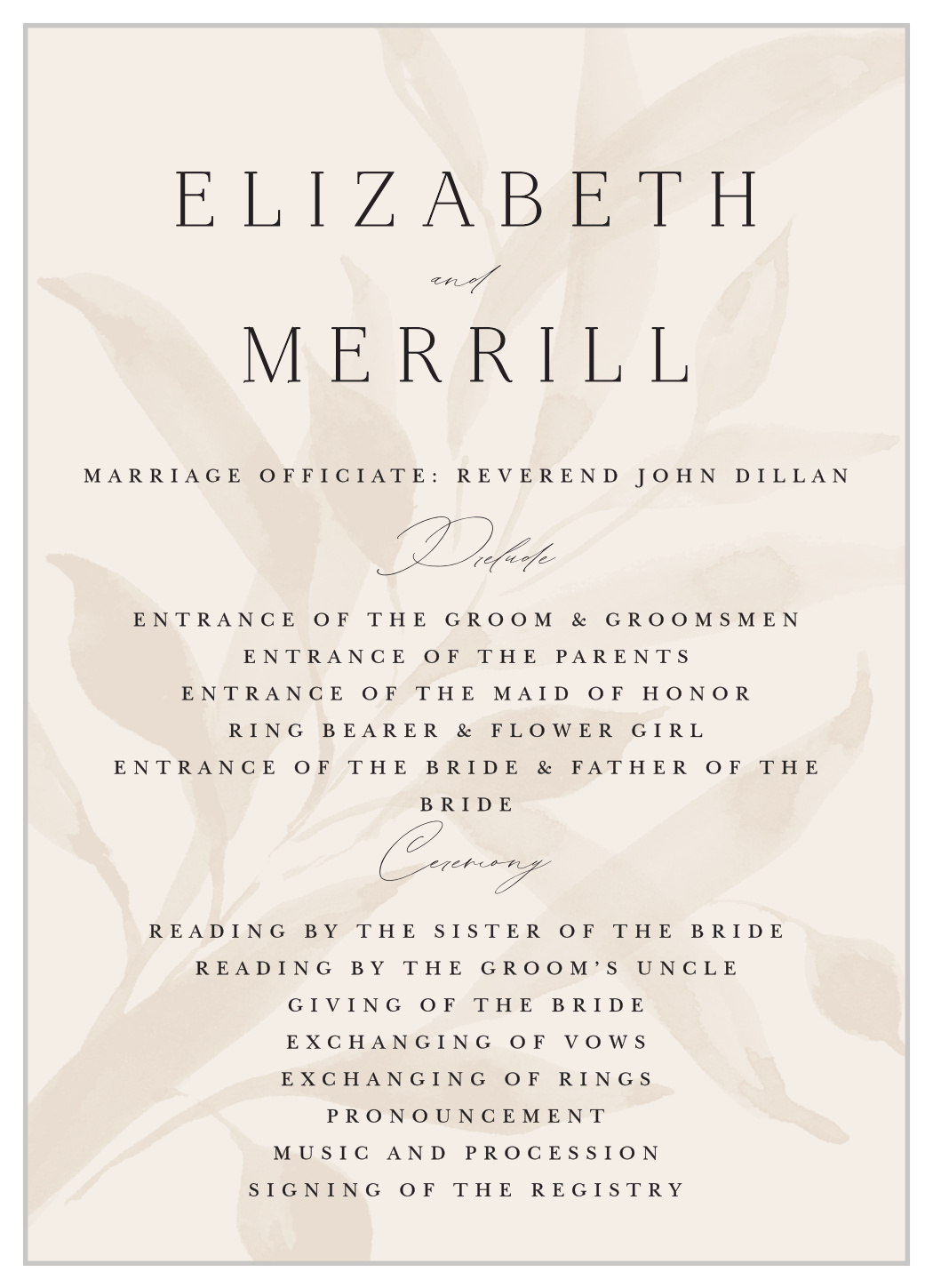 Still Waters Wedding Programs