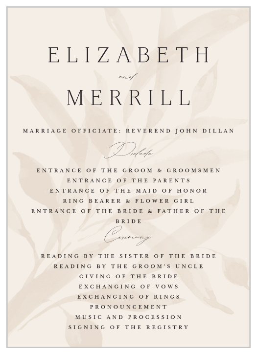 Keep family and friends up-to-date throughout your ceremony with our Still Waters Wedding Programs.