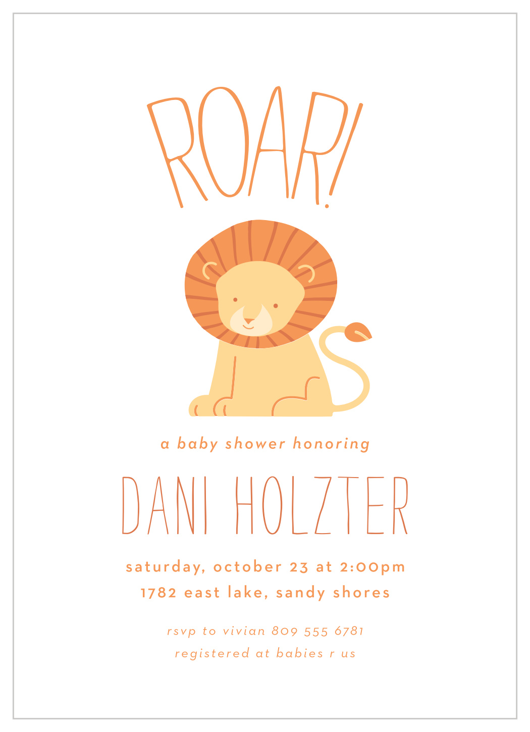 Mirrored Lions Baby Shower Invitations