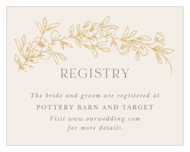 Our Romantic Garden Registry Cards let family and friends know where you would like your wedding gifts from. 