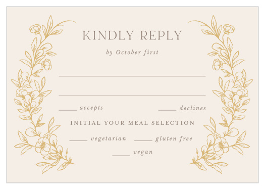 Our Romantic Garden Response Cards help you get a complete guestlist for your wedding.