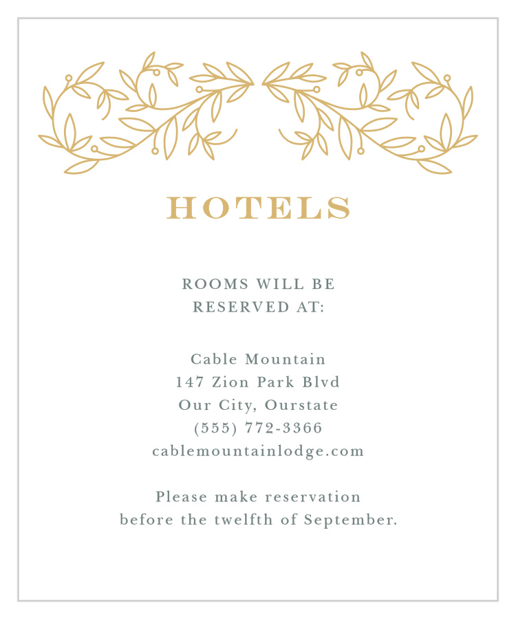Swirling Vines Accommodation Cards